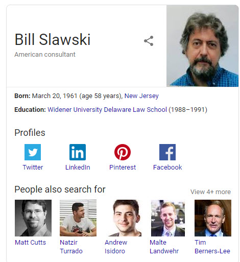 Bill Slawski Knowledge Panel