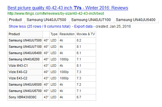 Table Search in action