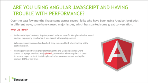 Pat Reinhart discussed SEO for Angular at Conductor 30|30