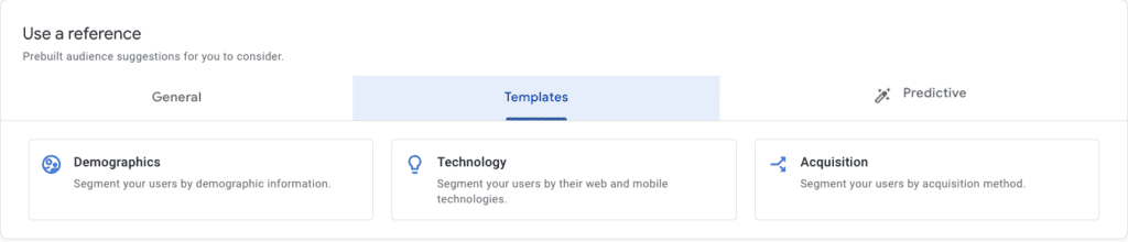 templates feature in custom audience tool