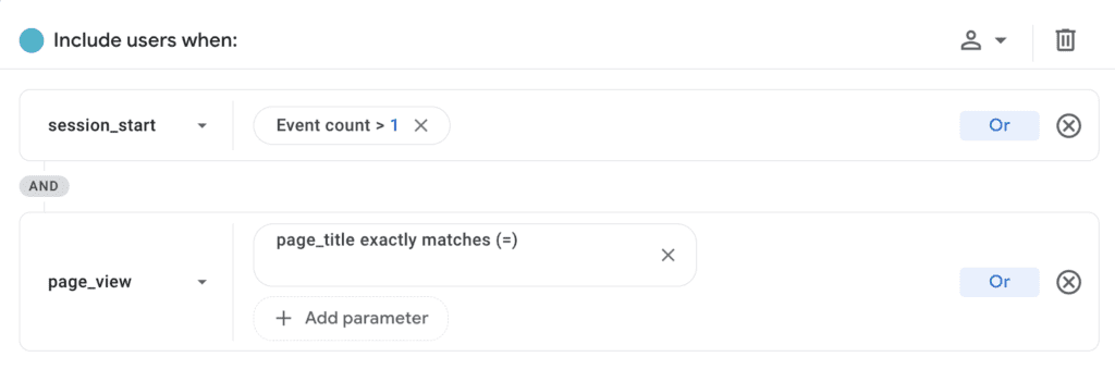 the additional condition of page_view added to the returning users example 