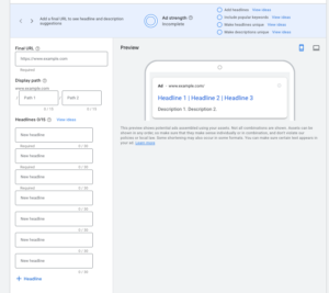 responsive display ad fields