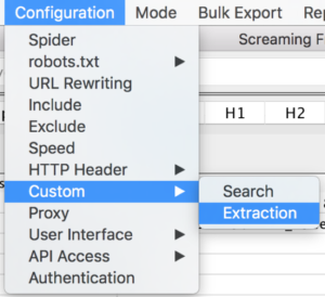 Screaming Frog Custom Extraction