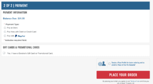 Dominoes checkout page 2