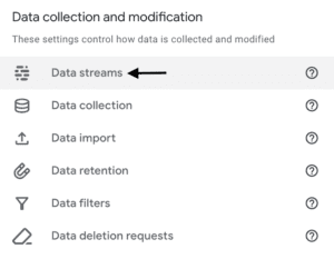 Data Streams Option in Admin 