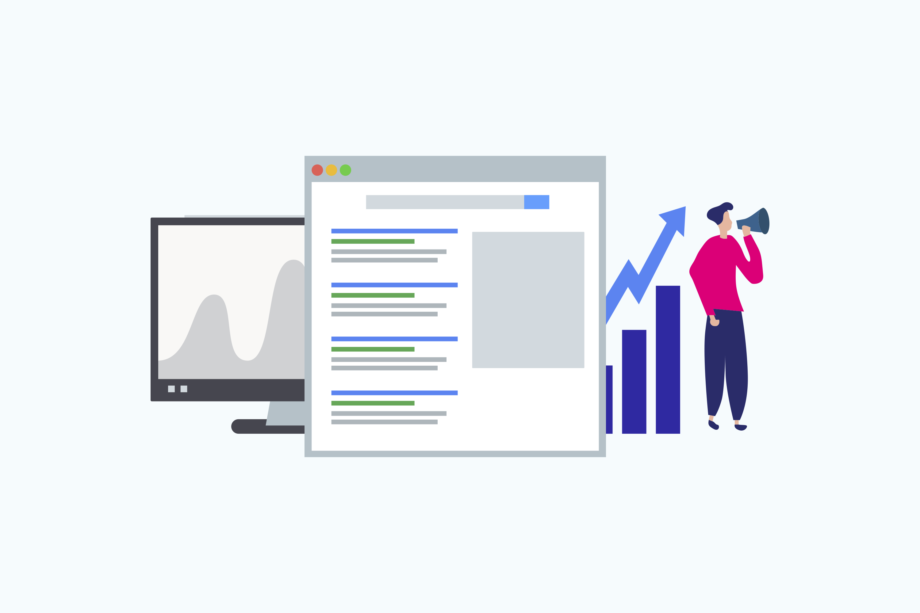 Search engine analytics illustration concept for improving rankings 